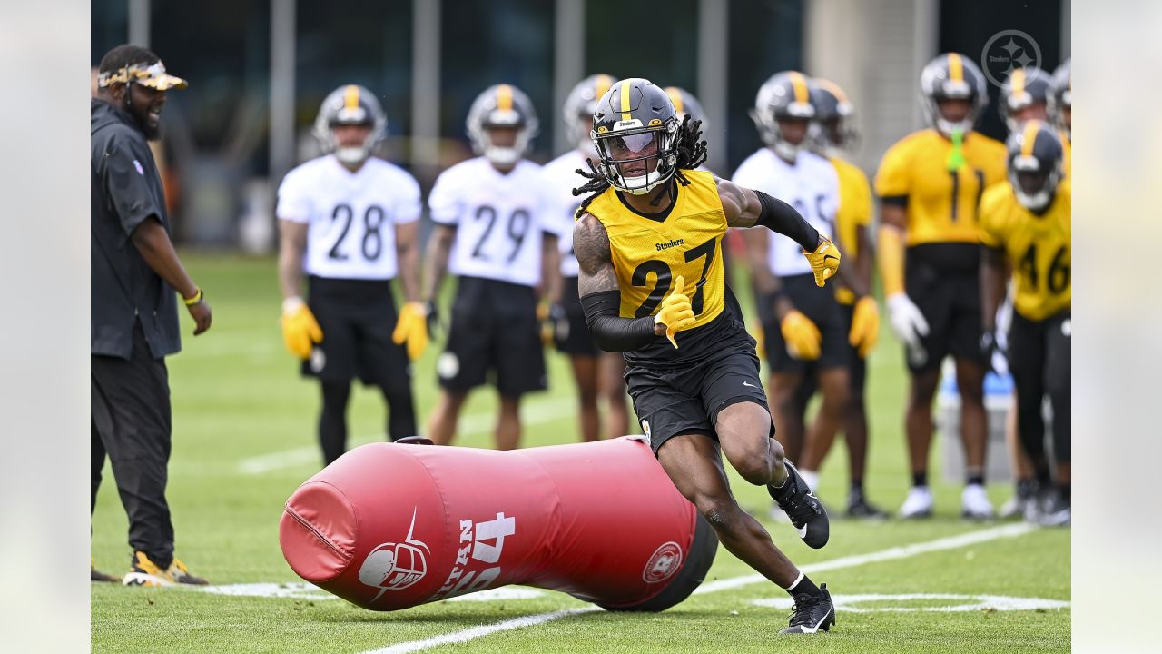 Pittsburgh Steelers safety Donald Washington (9) during NFL football rookie  minicamp, Saturday, May 7, 2016 in Pittsburgh. (AP Photo/Keith Srakocic  Stock Photo - Alamy