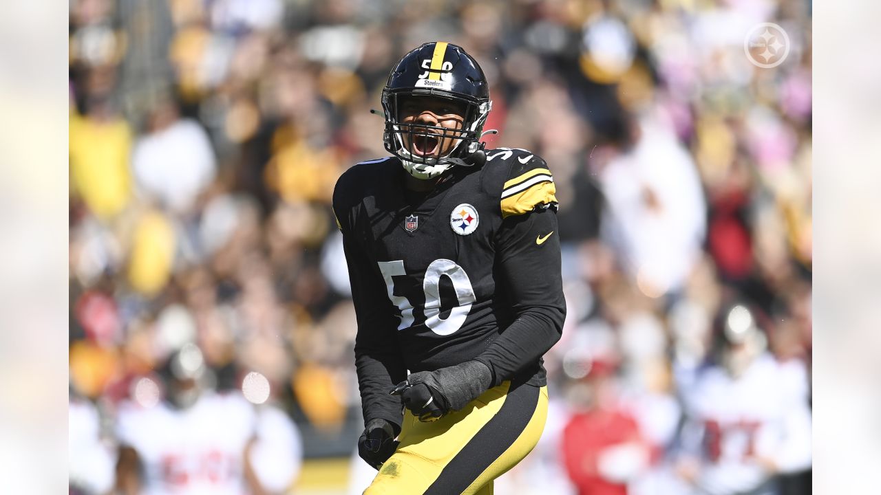 Buffalo Bills quarterback Josh Allen (17) pulls away from Pittsburgh  Steelers linebacker Alex Highsmith (56) during an NFL preseason football  game against the Pittsburgh Steelers in Pittsburgh, Sunday, Aug. 20, 2023.  (AP