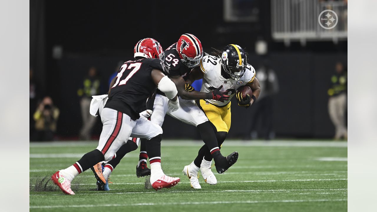 Pittsburgh Steelers fullback Derek Watt (44) and safety Miles Killebrew  (28) walk off the field after an NFL football game against the Atlanta  Falcons, Sunday, Dec. 4, 2022, in Atlanta. The Pittsburgh