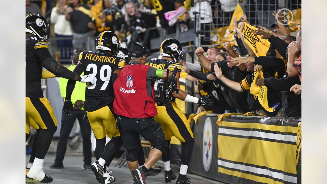 Pittsburgh Steelers cornerback James Pierre (42) runs after the ball during  an NFL football game against the Cleveland Browns, Thursday, Sept. 22,  2022, in Cleveland. (AP Photo/Kirk Irwin Stock Photo - Alamy