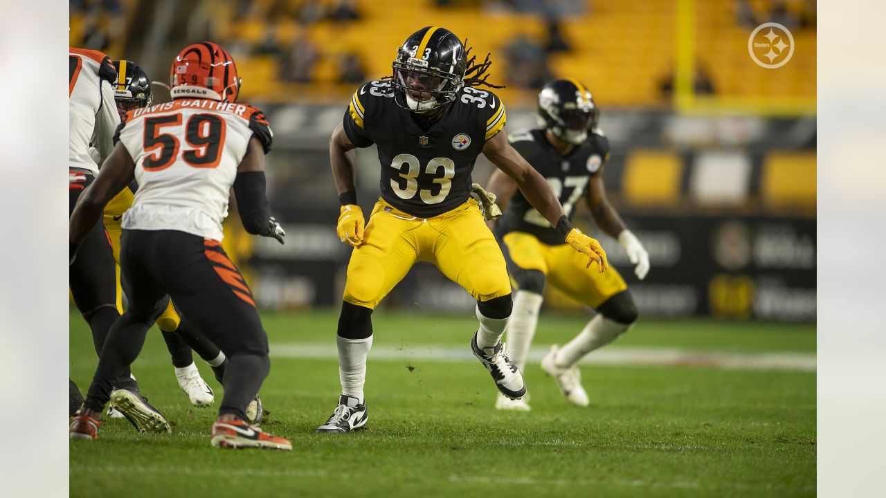 Pittsburgh Steelers running back Trey Edmunds (33) warms up before an NFL  football game against the New York Jets, Sunday, Dec. 22, 2019, in East  Rutherford, N.J. (AP Photo/Adam Hunger Stock Photo - Alamy