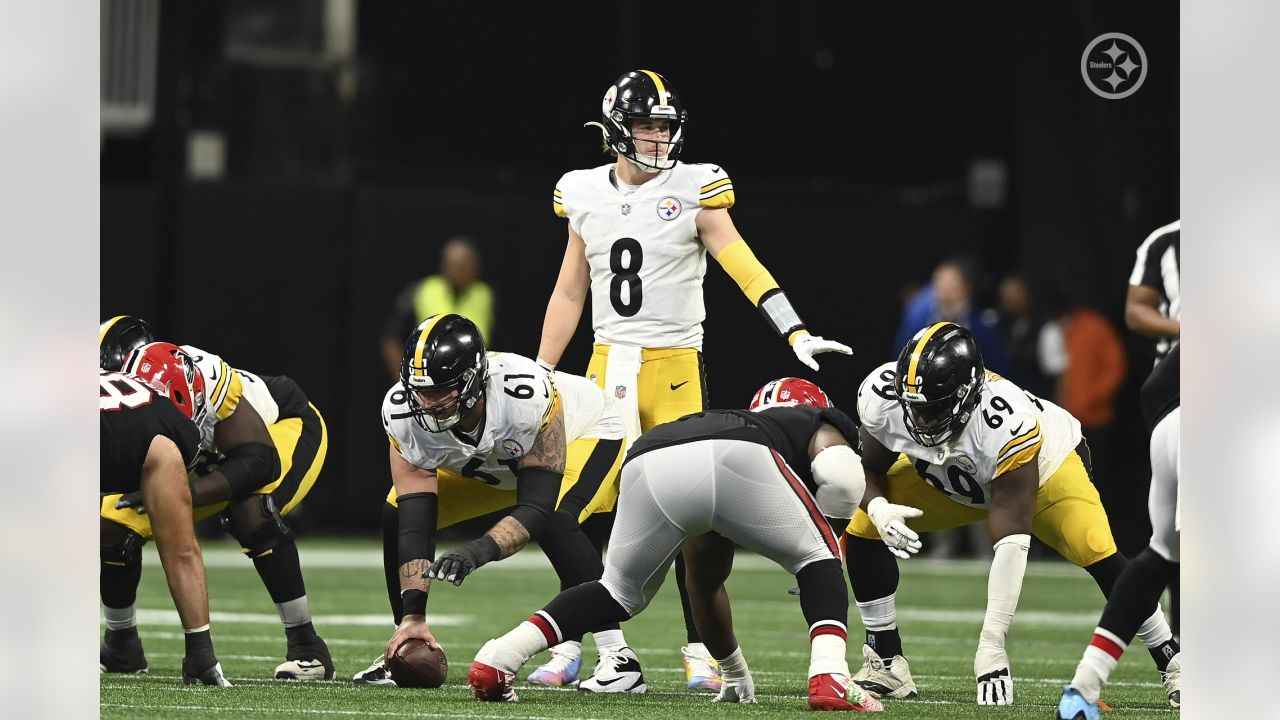 Pittsburgh Steelers fullback Derek Watt (44) and safety Miles Killebrew  (28) walk off the field after an NFL football game against the Atlanta  Falcons, Sunday, Dec. 4, 2022, in Atlanta. The Pittsburgh