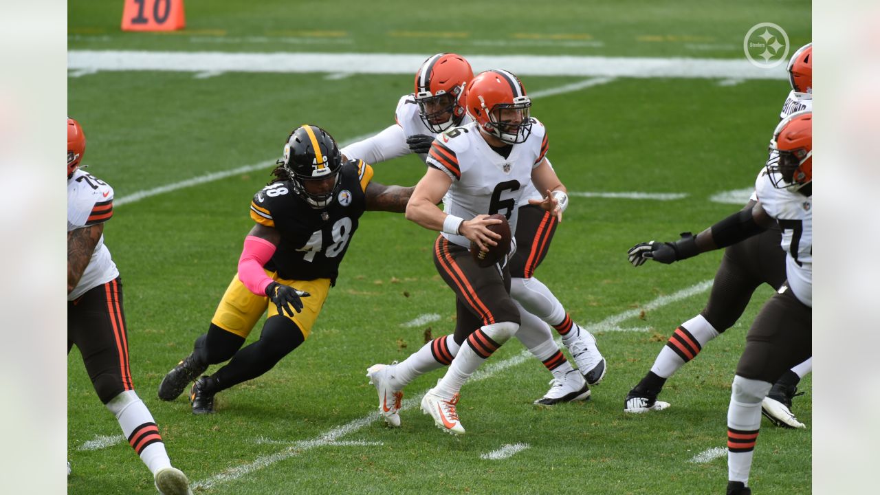 October 28th, 2018: Browns #6 Baker Mayfield during the Pittsburgh Steelers  vs Cleveland Browns game at Heinz Field in Pittsburgh, PA. Jason  Pohuski/CSM Stock Photo - Alamy