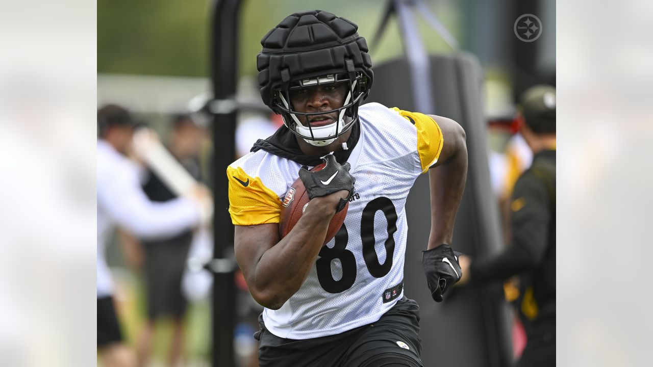 Pittsburgh Steelers helmets on the field at their NFL football training camp  in Latrobe, Pa., Saturday, Aug. 1, 2009. (AP Photo/Keith Srakocic Stock  Photo - Alamy