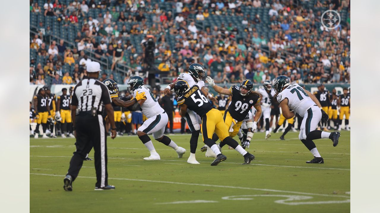 PHILADELPHIA, PA - AUGUST 12: Pittsburgh Steelers offensive guard John  Leglue (77) looks on during the preseason game between the Philadelphia  Eagles and the Pittsburgh Steelers on August 12, 2021 at Lincoln