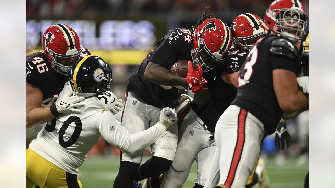 Atlanta Falcons tight end John FitzPatrick (87) works during the second  half of an NFL preseason football game against the Pittsburgh Steelers,  Thursday, Aug. 24, 2023, in Atlanta. The Pittsburgh Steelers won