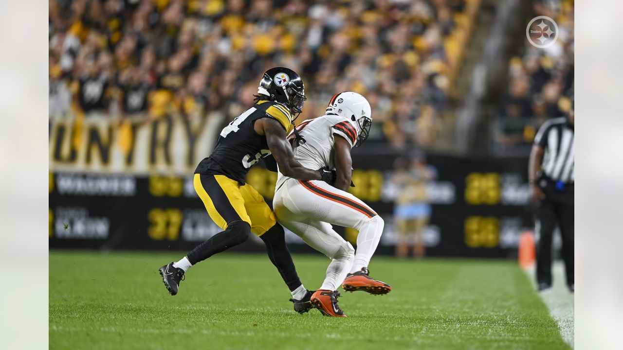 Pittsburgh, Pennsylvania, USA. 8th Jan, 2023. January 8th, 2023 Pittsburgh  Steelers fullback Derek Watt (44) celebrates after scoring a touchdown  during Pittsburgh Steelers vs Cleveland Browns in Pittsburgh, PA. Jake  Mysliwczyk/BMR (Credit