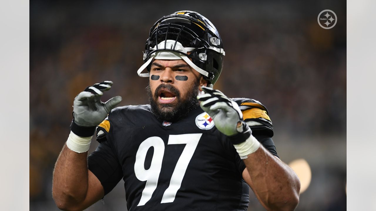 PITTSBURGH, PA - DECEMBER 24: Pittsburgh Steelers defensive tackle  Montravius Adams (57) is announced during the national football league game  between the Las Vegas Raiders and the Pittsburgh Steelers on December 24