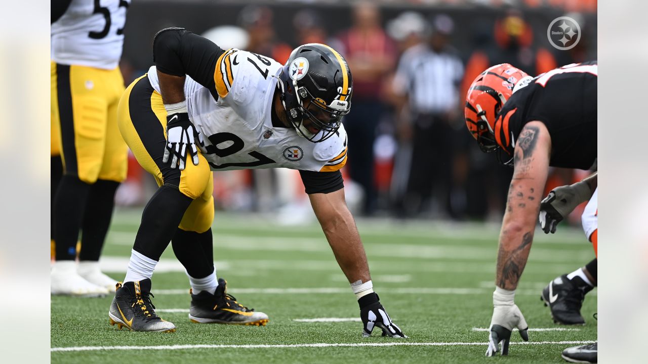 CINCINNATI, OH - SEPTEMBER 11: Pittsburgh Steelers wide receiver Chase  Claypool (11) reacts during the game against the Pittsburgh Steelers and  the Cincinnati Bengals on September 11, 2022, at Paycor Stadium in