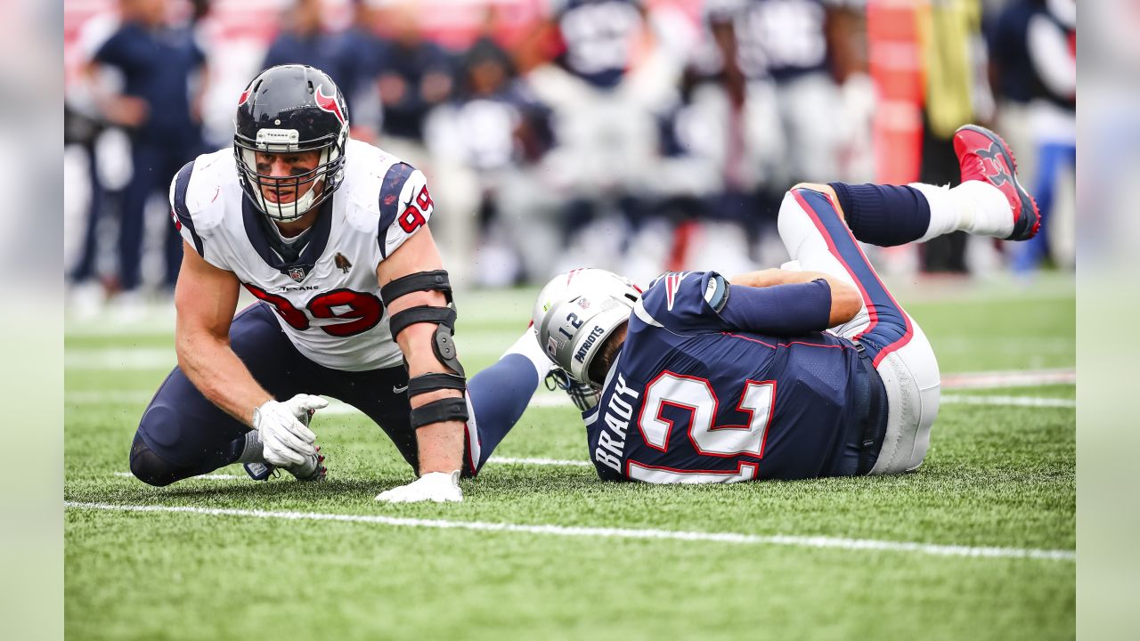 Houston Texans defensive end J.J. Watt warms up before the start of an NFL  preseason football game against the Green Bay Packers Thursday, Aug. 8,  2019, in Green Bay, Wis. (AP Photo/Jeffrey