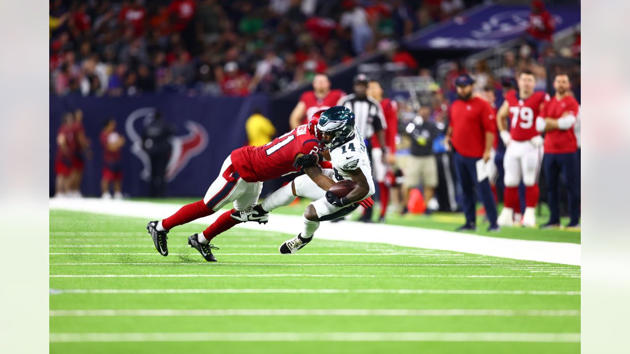 HOUSTON, TX - AUGUST 01: Houston Texans cornerback Desmond King II (25)  runs through defensive drills during the Houston Texans Training Camp  session at Houston Methodist Training Center adjacent to NRG Stadium