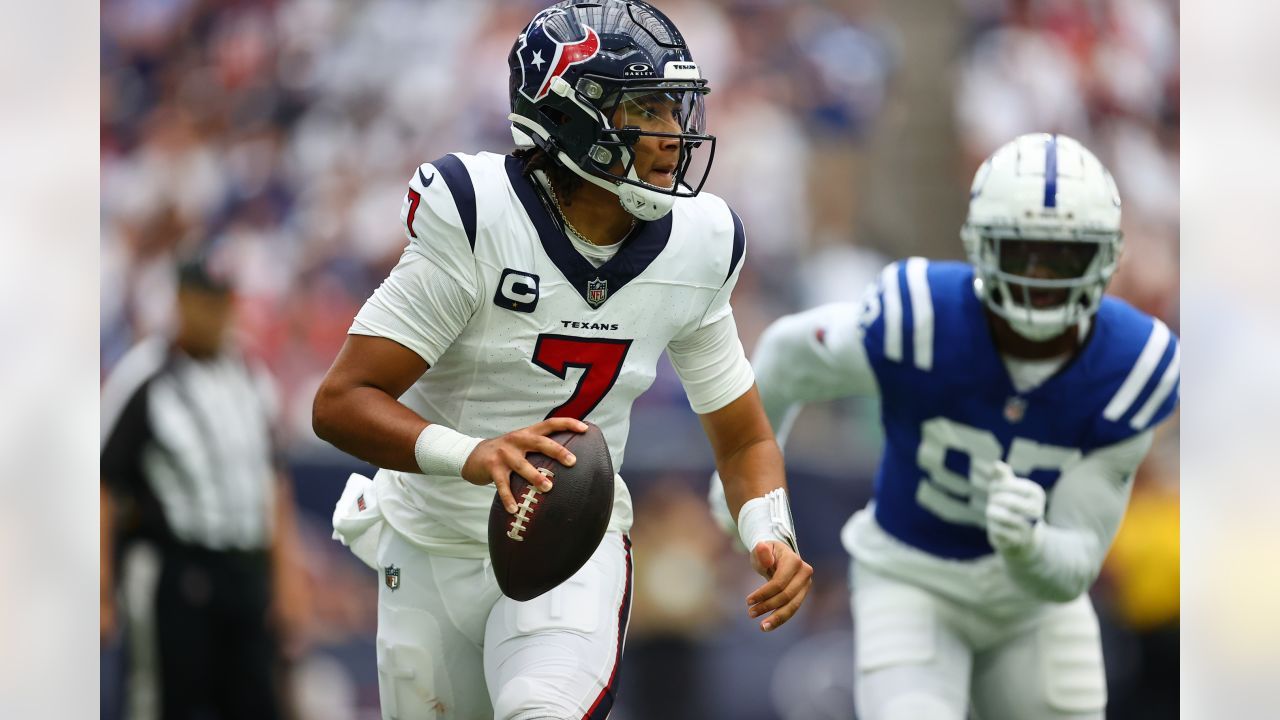 C.J. Stroud throws for 384 yards and two touchdowns in the Texans home  opener against the Indianapolis Colts.