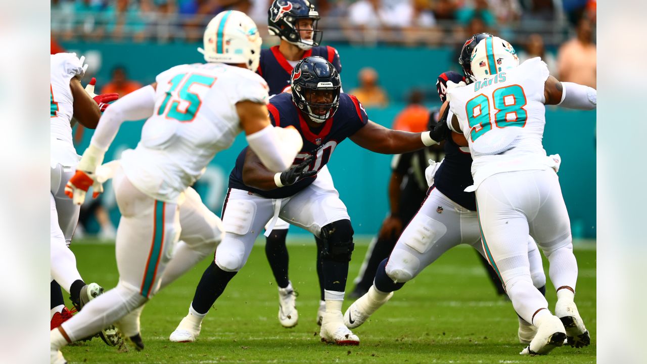 Houston Texans defensive end Jonathan Greenard (52) warms up before an NFL  preseason football game against the Miami Dolphins, Saturday, Aug. 19,  2023, in Houston. (AP Photo/Tyler Kaufman Stock Photo - Alamy