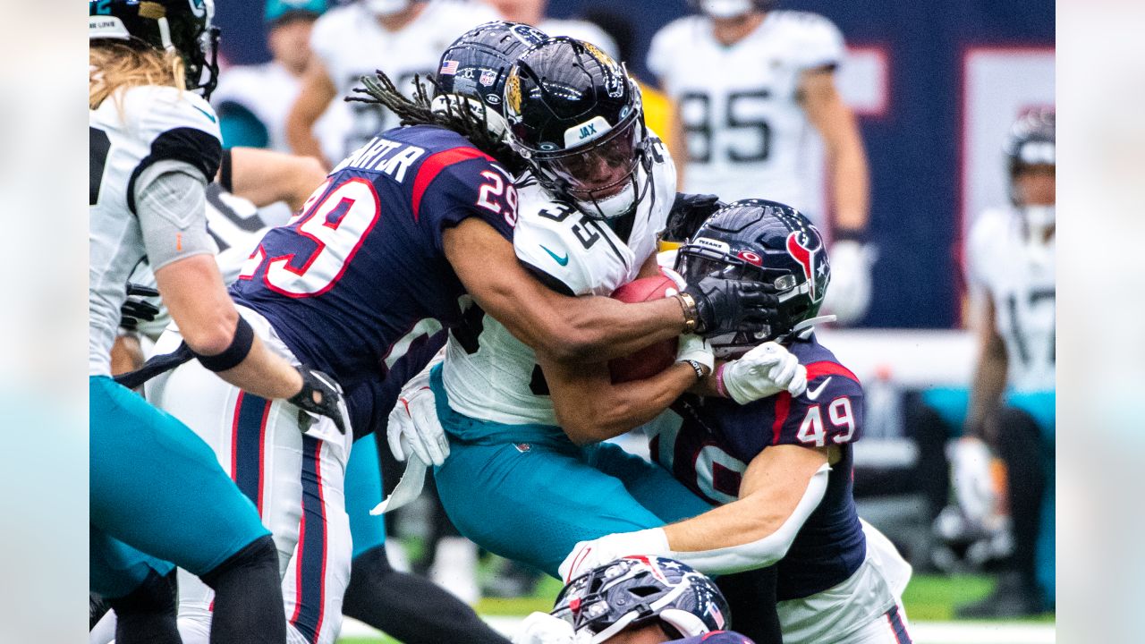 HOUSTON, TX - AUGUST 01: Houston Texans cornerback Desmond King II (25)  runs through defensive drills during the Houston Texans Training Camp  session at Houston Methodist Training Center adjacent to NRG Stadium