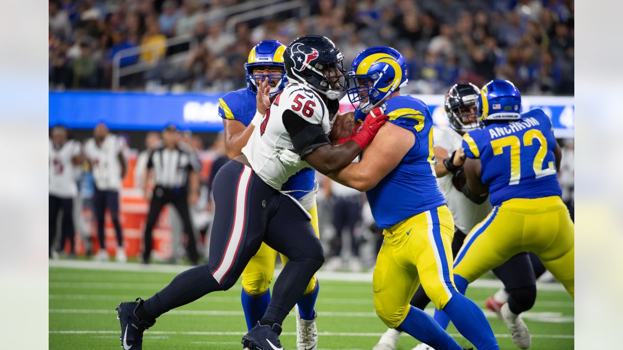 Houston Texans defensive end Adedayo Odeleye (75) rushes San