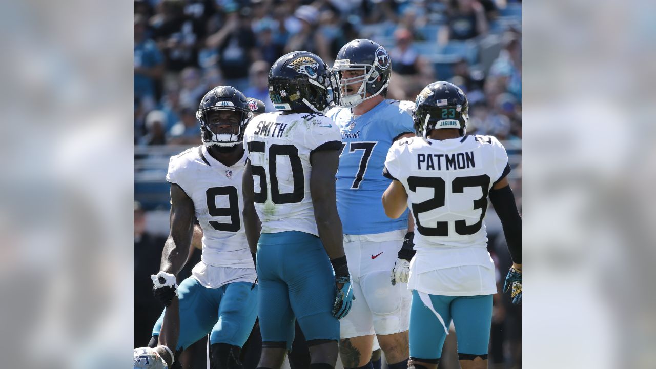 Jacksonville Jaguars strong safety Barry Church warms up before an NFL  football game against the Houston Texans Sunday, Oct. 21, 2018, in  Jacksonville, Fla. (AP Photo/Phelan M. Ebenhack)