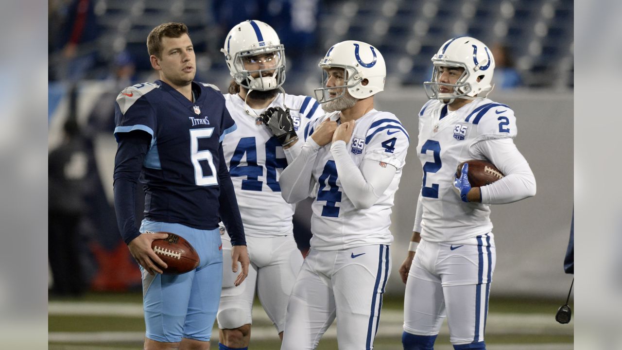 Tennessee Titans quarterback Marcus Mariota (8) looks over the defense of  the Indianapolis Colts during an NFL football game, Sunday, Sept. 15, 2019,  in Nashville, Tenn. The Colts won the game 19-17. (