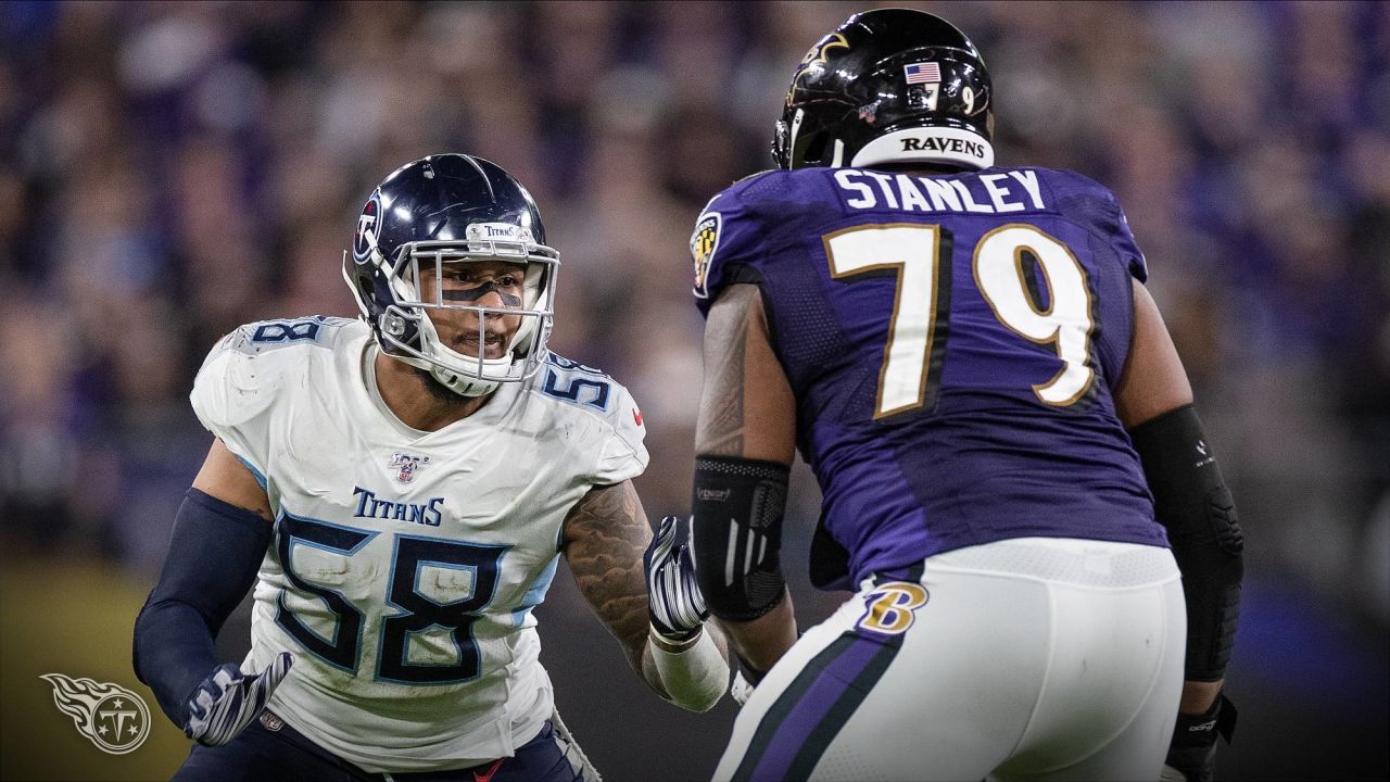 Baltimore Ravens quarterback Lamar Jackson sits on the bench as the Ravens  playoff hopes fade in the fourth quarter against the Tennesse Titans in the  AFC Division Playoffs at M&T Bank Stadium