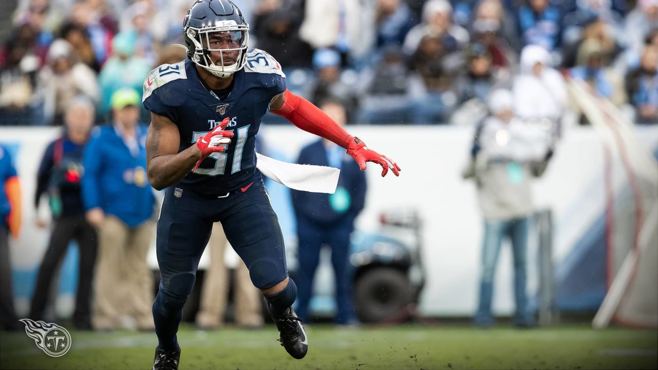 Tennessee Titans free safety Kevin Byard (31) runs to the sideline after  the coin toss before an NFL football game against the Jacksonville Jaguars  on Sunday, December 12, 2021, in Nashville, Tenn. (