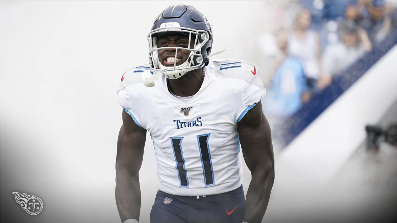 Tennessee Titans wide receiver A.J. Brown (11) walks down the tunnel to the  field before an NFL divisional playoff football game against the Cincinnati  Bengals, Saturday, Jan. 22, 2022, in Nashville, Tenn. (