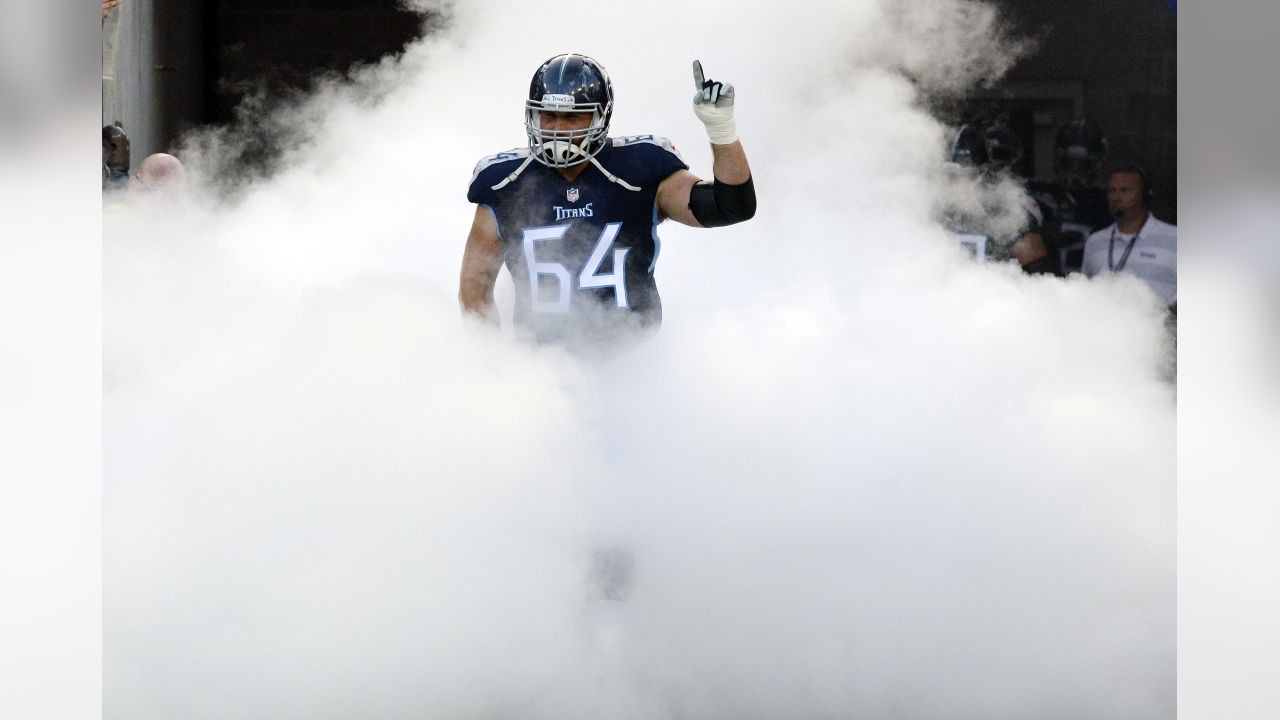 Tennessee Titans guard Jake Scott (73) talks with young fans before an NFL  football preseason game between the Chicago Bears and the Titans on  Saturday, Aug. 27, 2011, in Nashville, Tenn. (AP