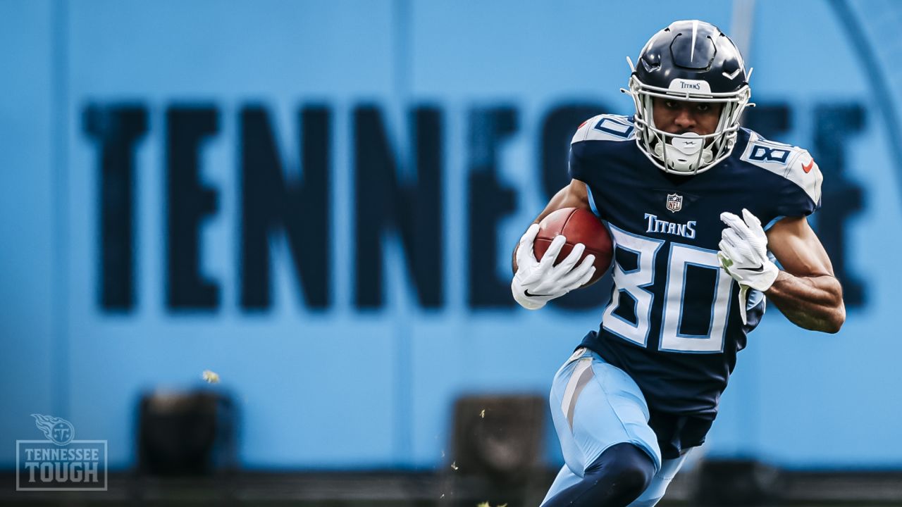 Denver Broncos wide receiver Tyrie Cleveland (16) plays against the Tennessee  Titans during the first half of an NFL football game Sunday, Nov. 13, 2022,  in Nashville, Tenn. (AP Photo/Mark Zaleski Stock