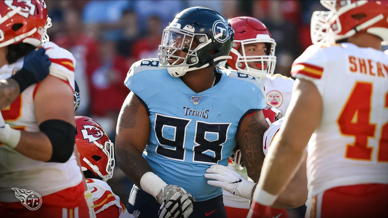 Tennessee Titans defensive tackle Jeffery Simmons holds the game ball as he  answers questions after an NFL football game against the Buffalo Bills  Monday, Oct. 18, 2021, in Nashville, Tenn. (AP Photo/Mark