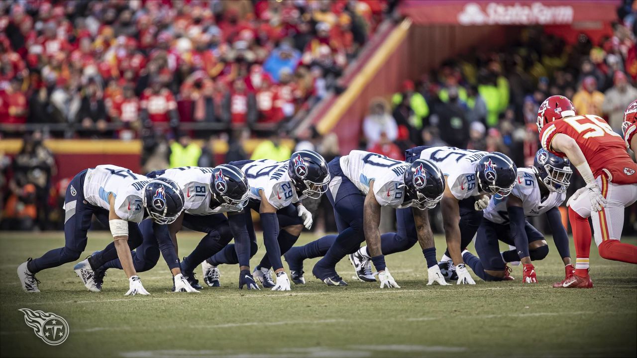 Tennessee Titans guard Aaron Brewer (55) runs onto the field before an NFL  preseason football game against the New England Patriots, Friday, Aug. 25,  2023, in Nashville, Tenn. (AP Photo/George Walker IV