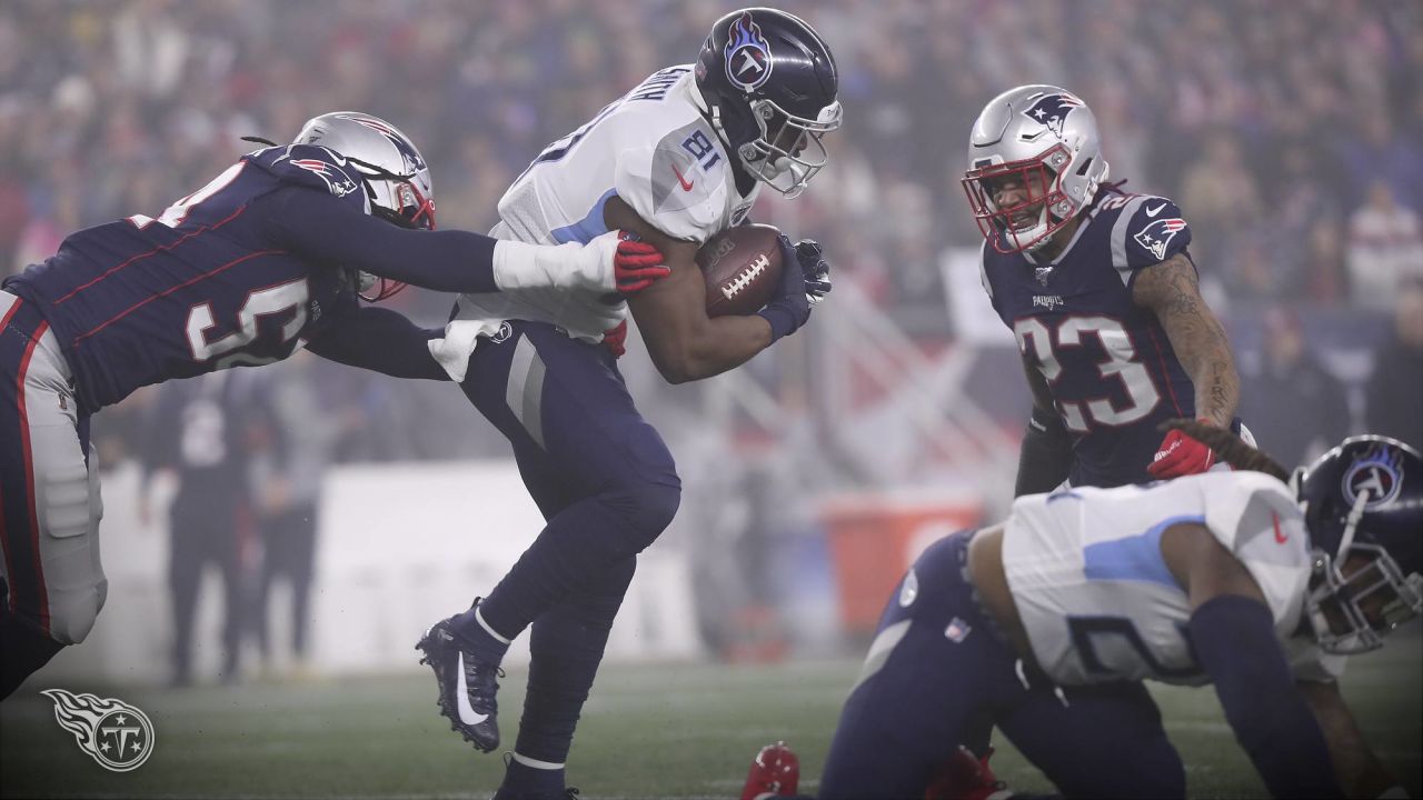 Tennessee Titans linebacker Jack Gibbens (50) jogs off the field before an  NFL preseason football game against the New England Patriots, Friday, Aug.  25, 2023, in Nashville, Tenn. (AP Photo/George Walker IV