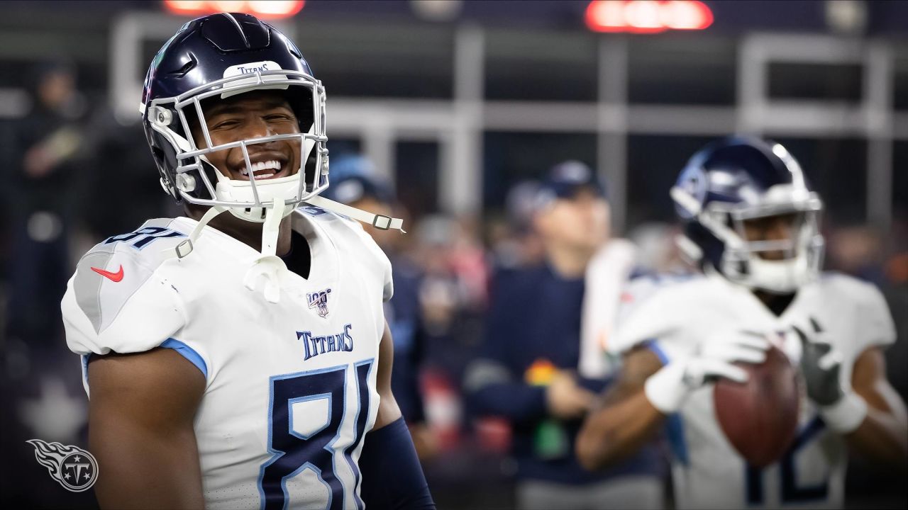 Tennessee Titans linebacker Jack Gibbens (50) jogs off the field before an  NFL preseason football game against the New England Patriots, Friday, Aug.  25, 2023, in Nashville, Tenn. (AP Photo/George Walker IV