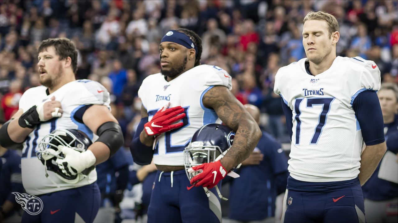 AFC running back Derrick Henry of the Tennessee Titans (22) and quarterback Lamar  Jackson of the Baltimore Ravens (8) during the Pro Bowl, Sunday, Jan. 26,  2020, at Camping World Stadium in