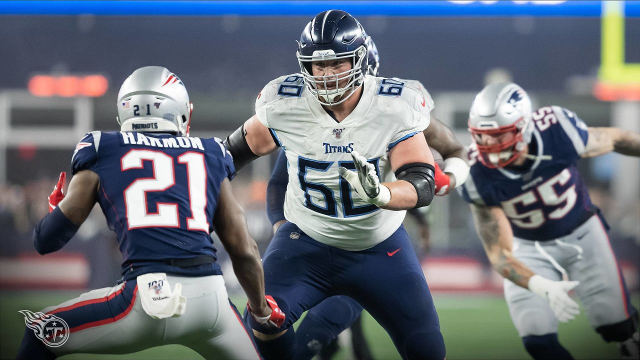 Tennessee Titans center Ben Jones (60) lies on the field after an