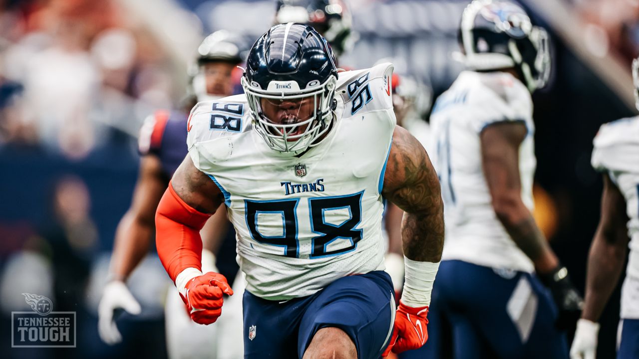 October 30, 2022, Houston, Texas, USA: Tennessee Titans defensive tackle  Teair Tart (93) reacts as he leaves the field of the game against the  Houston Texans at NRG Stadium. Mandatory Credit: Maria