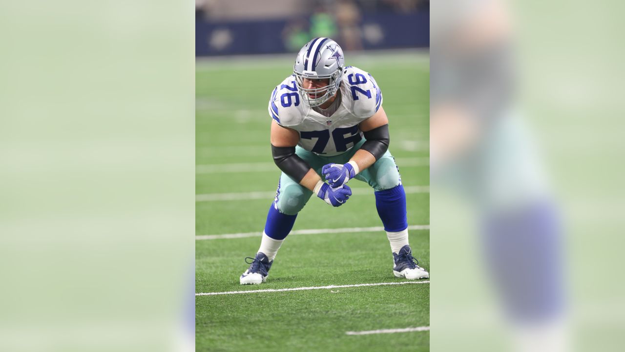 Dallas Cowboys offensive tackle Aviante Collins (76) is seen after