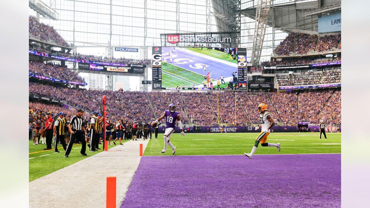 A Viking fan thinks the grounds crew watered the center of the field,  magically making only the Vikings players slip : r/GreenBayPackers