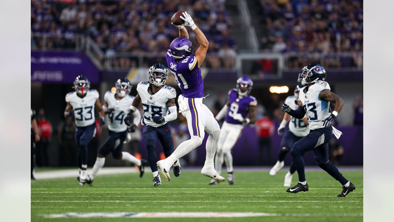 Minnesota Vikings wide receiver Trishton Jackson (9) in action against the  Arizona Cardinals during the first half of an NFL preseason football game  Saturday, Aug. 26, 2023 in Minneapolis. (AP Photo/Stacy Bengs