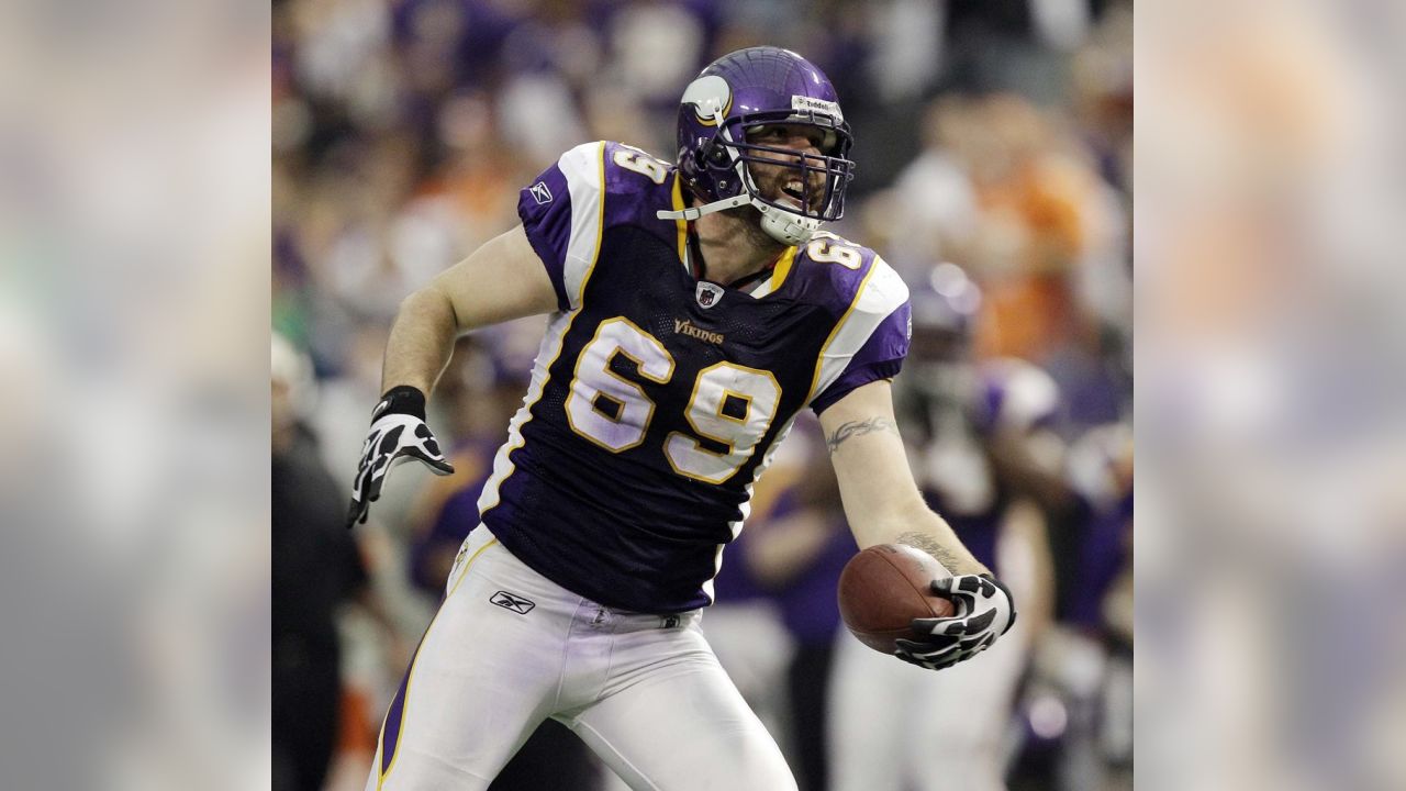 Former Minnesota Vikings defensive end Jared Allen's name is seen on the  team's Ring of Honor before an NFL football game against the Arizona  Cardinals, Sunday, Oct. 30, 2022, in Minneapolis. (AP