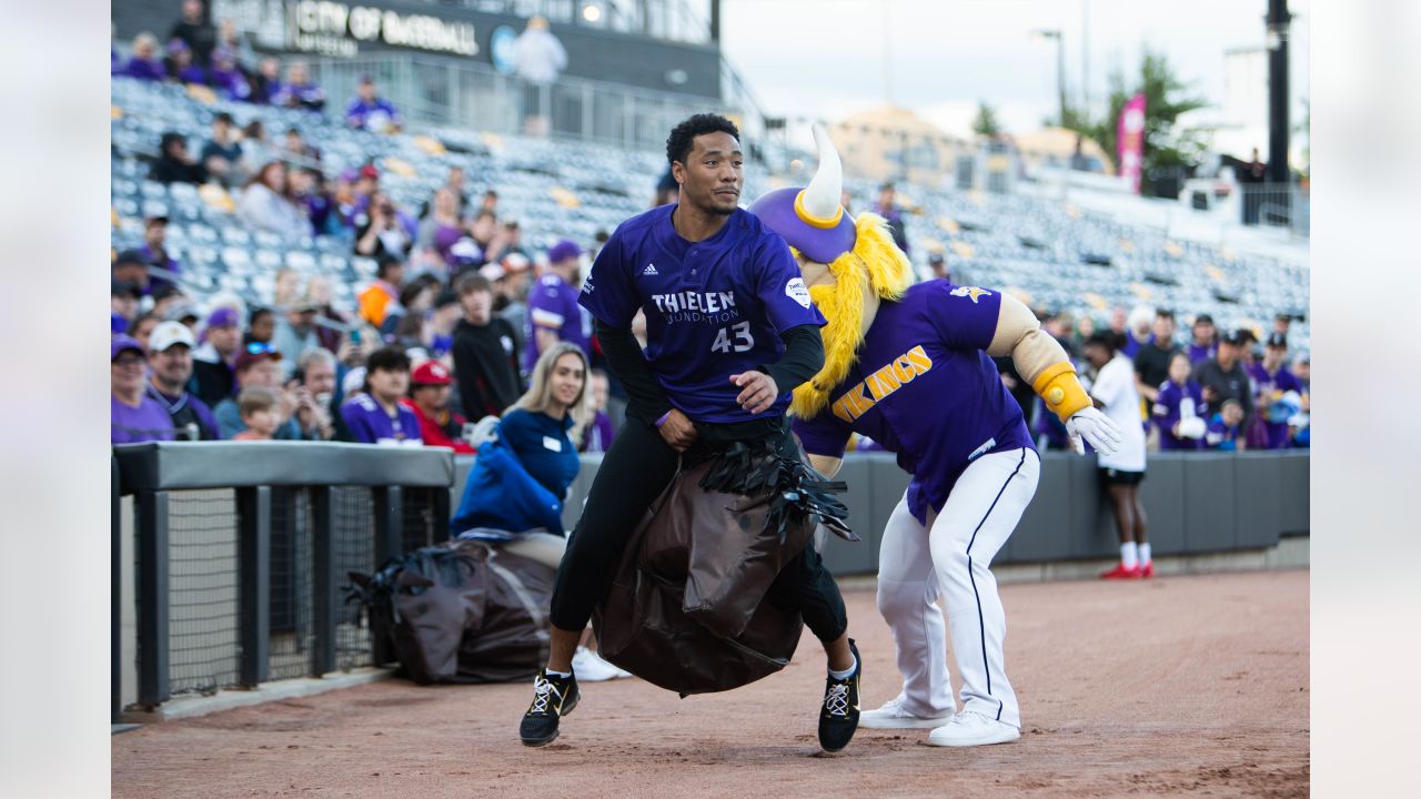 Vikings LS DePaola wins home run derby at Thielen Foundation charity  softball game -  5 Eyewitness News