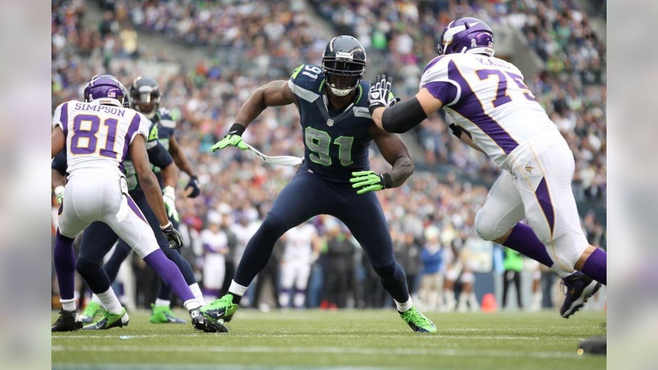 Minnesota Vikings safety Lewis Cine (6) gets set during an NFL pre-season  football game against the Seattle Seahawks, Thursday, Aug. 10, 2023 in  Seattle. (AP Photo/Ben VanHouten Stock Photo - Alamy