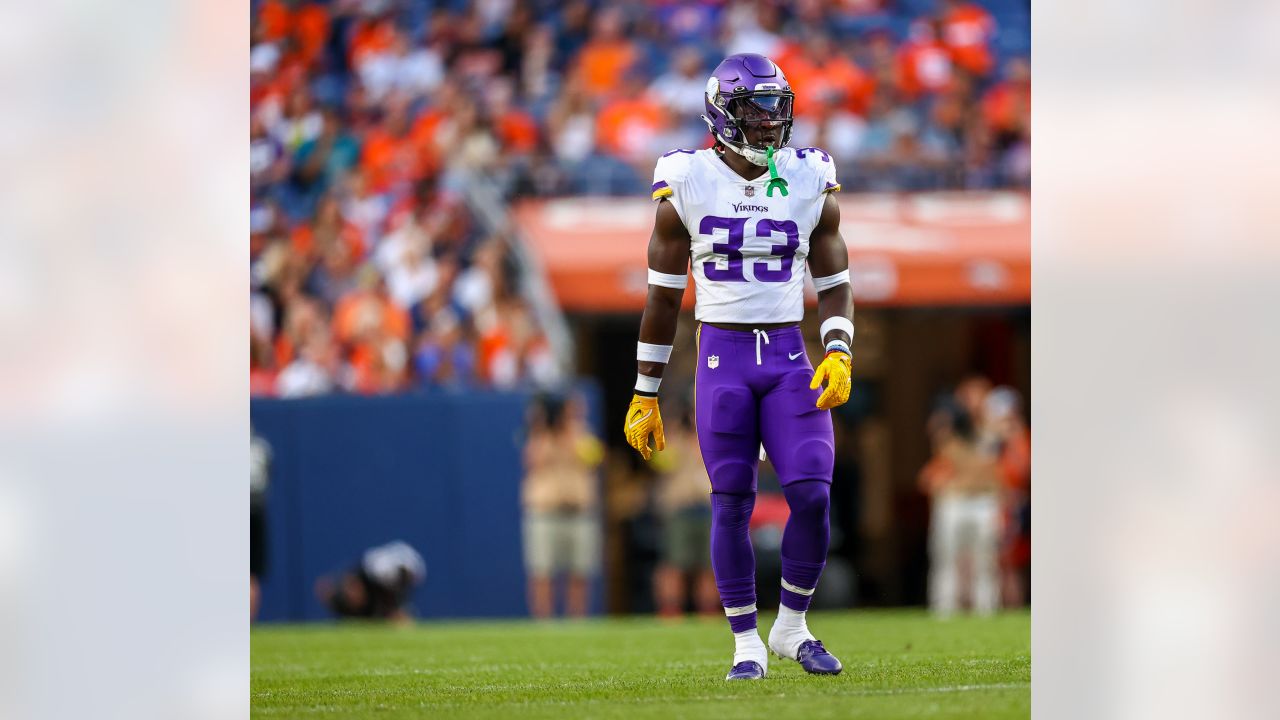 Minnesota Vikings linebacker Brian Asamoah II (33) runs up field during the  first half of an NFL football game against the Philadelphia Eagles, Monday,  Sept. 19, 2022, in Philadelphia. (AP Photo/Matt Slocum