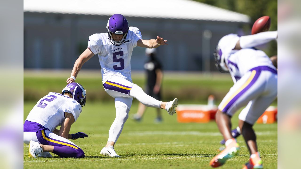 EAGAN, MN - AUGUST 02: Minnesota Vikings running back Dalvin Cook (33) runs  with the ball after a catch during training camp at Twin Cities Orthopedics  Performance Center in Eagan, MN on