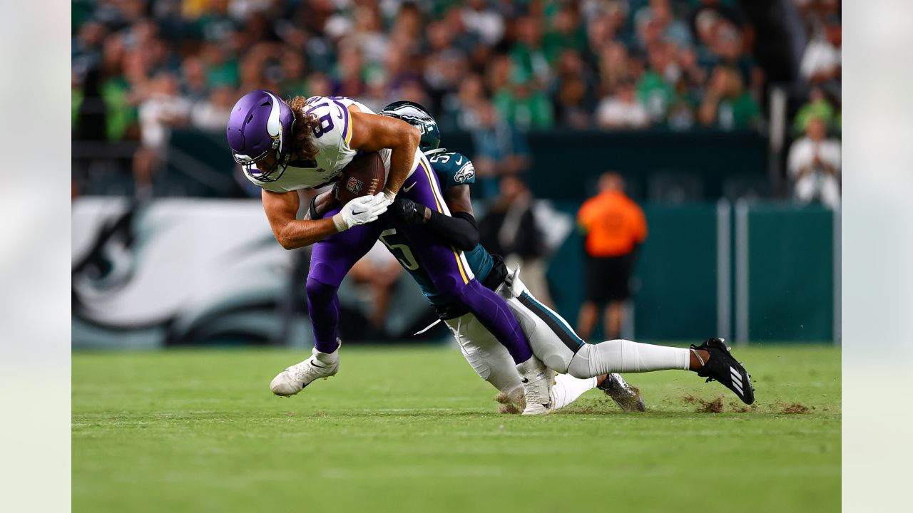 Vikings cornerback Akayleb Evans had an interception in his hands. It  turned into a touchdown.