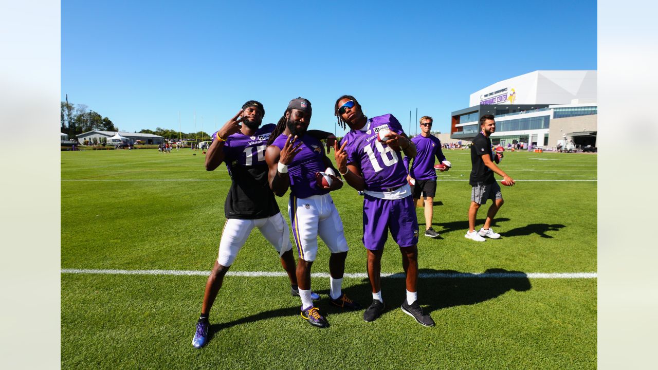 EAGAN, MN - JULY 27: Minnesota Vikings offensive tackle Christian Darrisaw  (71) takes the field during the first day of Minnesota Vikings Training  Camp at TCO Performance Center on July 27, 2022