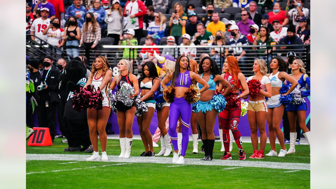 NFC cheerleader Carli P of the Minnesota Vikings performs during the first  half of the Pro Bowl NFL football game, Sunday, Feb. 6, 2022, in Las Vegas.  (AP Photo/Rick Scuteri Stock Photo 