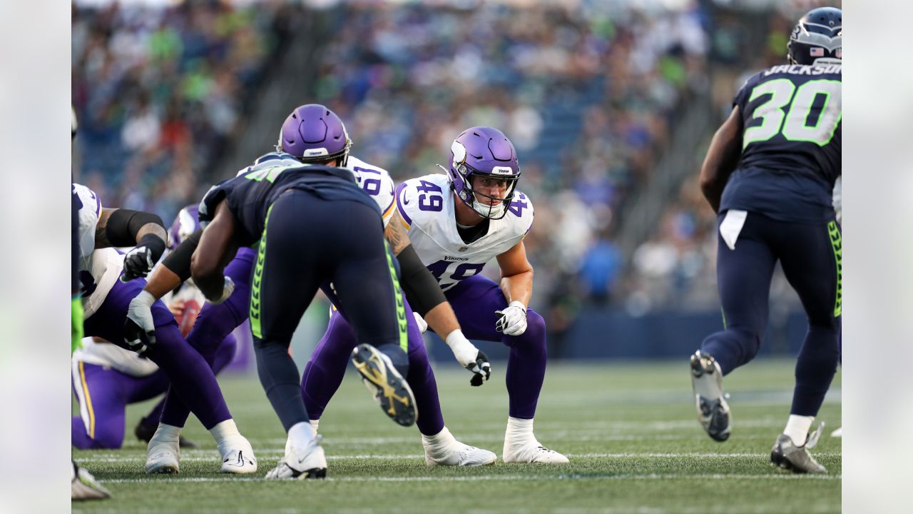 Minnesota Vikings quarterback Nick Mullens (12) passes against the Seattle  Seahawks during the first half of an NFL preseason football game in  Seattle, Thursday, Aug. 10, 2023. (AP Photo/Gregory Bull Stock Photo - Alamy