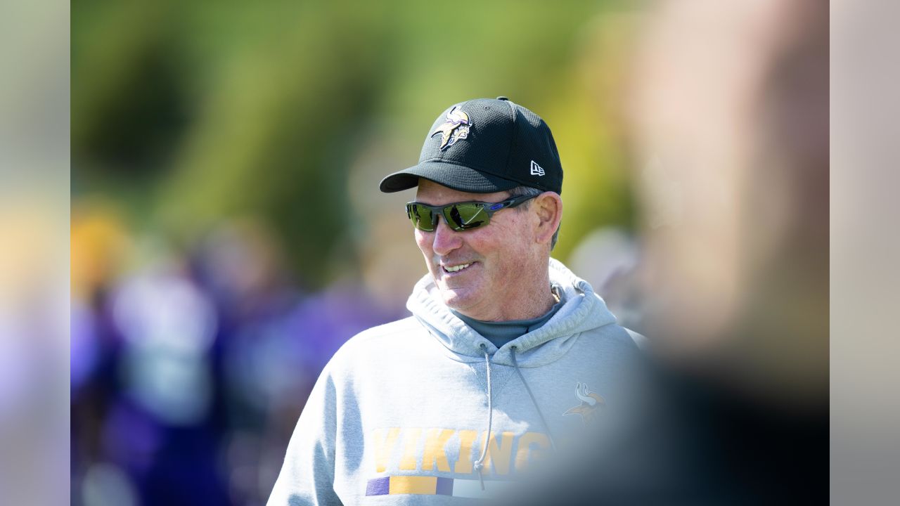 Minnesota Vikings first round draft pick, center Garrett Bradbury,  addresses the media after rookie minicamp workouts at the NFL football  team's complex Friday, May 3, 2019, in Eagan, Minn.Bradbury played for North