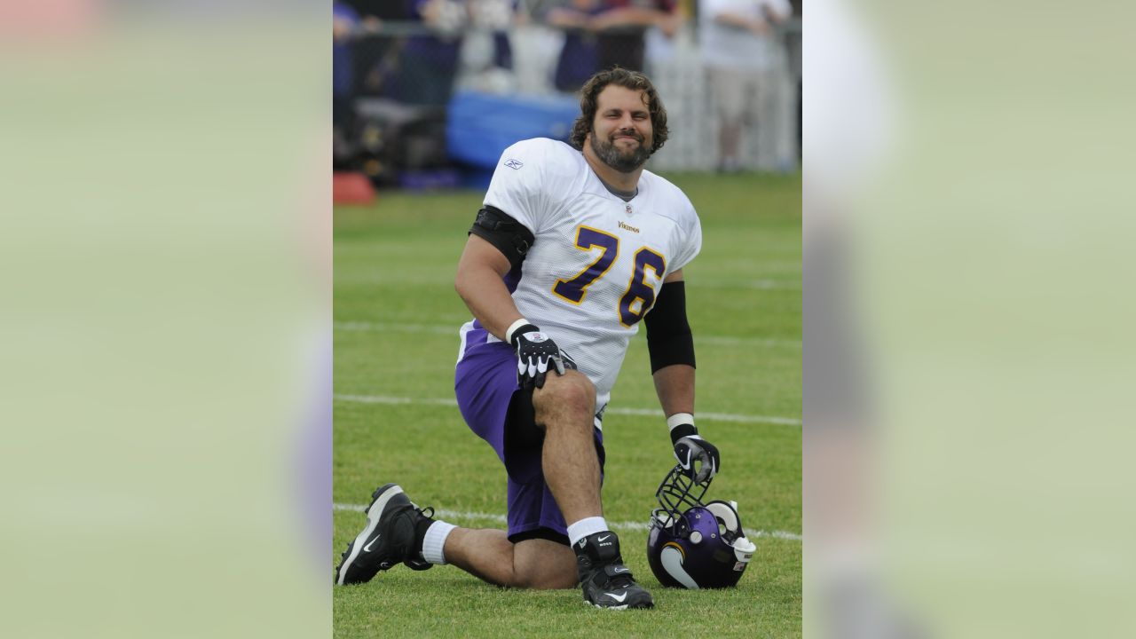 Minnesota Vikings left guard Steve Hutchinson is seen during football  training camp July 31, 2006, in Mankato, Minn. Matt Birk is back at center,  Hutchinson was the biggest free-agent deal of the