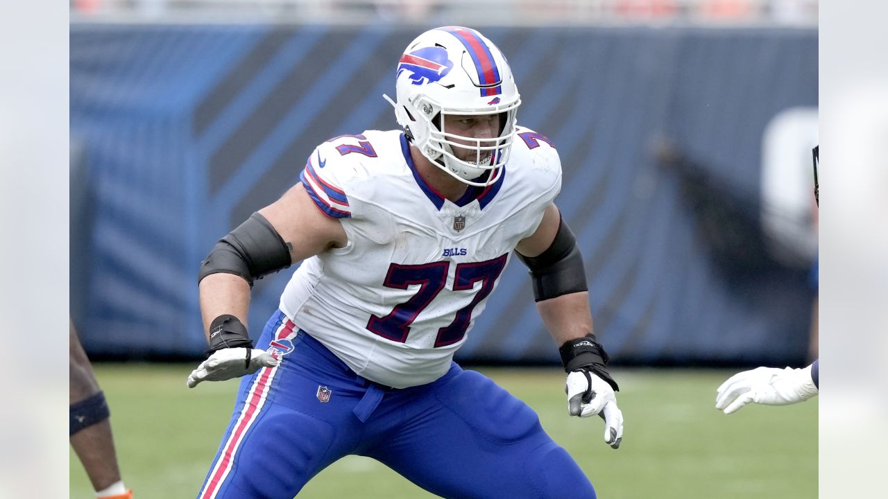 Buffalo Bills offensive tackle David Quessenberry (77) guards