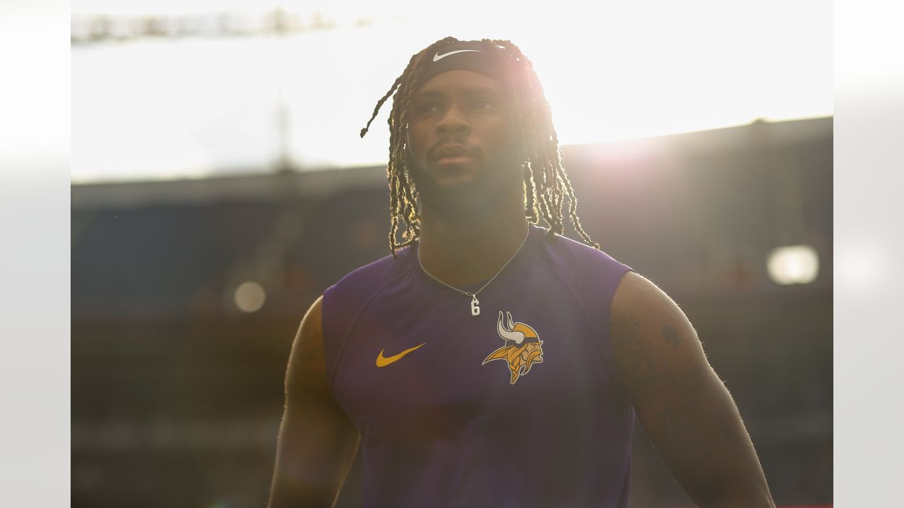 Minnesota Vikings linebacker Brian Asamoah II (33) runs up field during the  first half of an NFL football game against the Philadelphia Eagles, Monday,  Sept. 19, 2022, in Philadelphia. (AP Photo/Matt Slocum