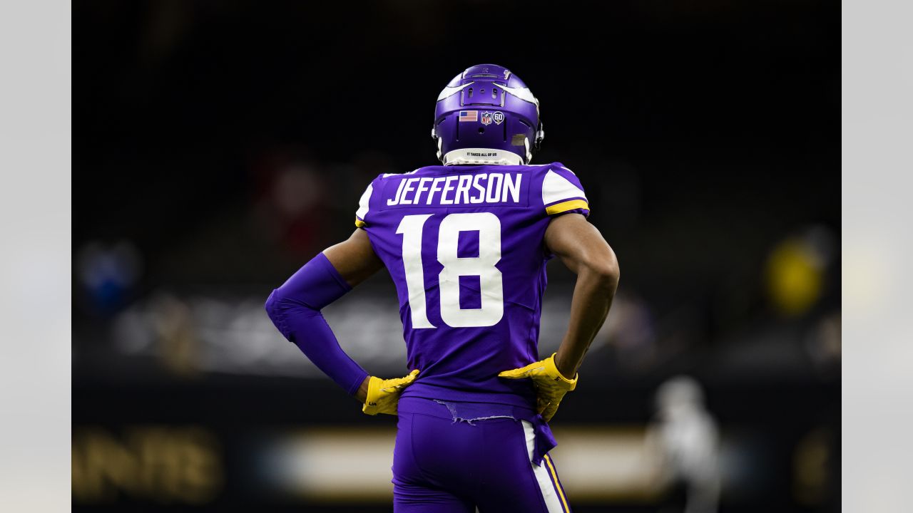 Minnesota Vikings wide receivers Justin Jefferson (18) and Dede